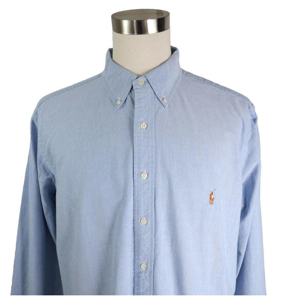 Polo Ralph Lauren Oxford Men's XLT Classic Fit Blue Button Down Shirt - Picture 1 of 10